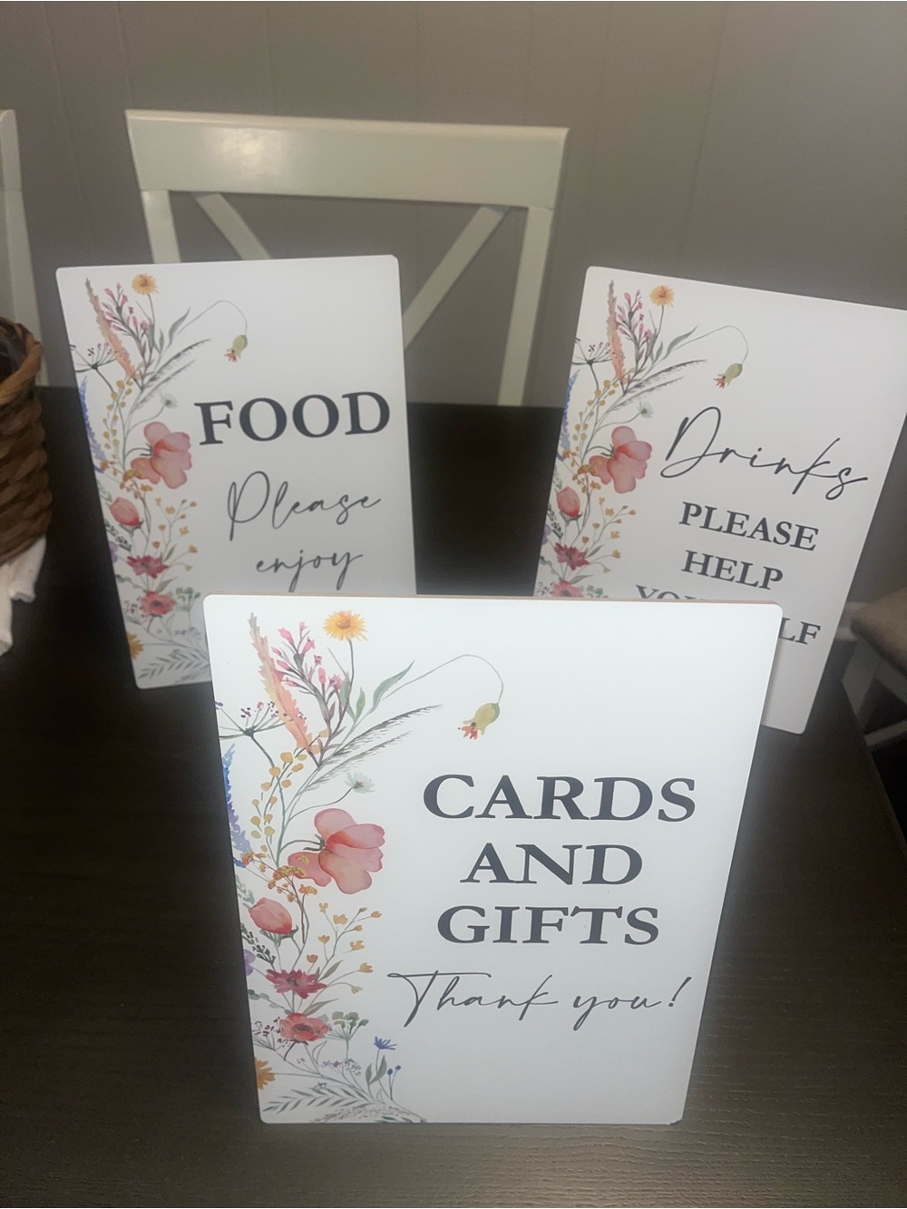Floral Cards and Gifts Sign - White and Pink Wedding Table Sign